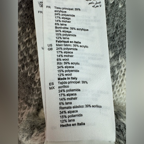 Sandro Checkered Jacquard Cardigan Light Grey Sz 3 - Picture 8 of 8